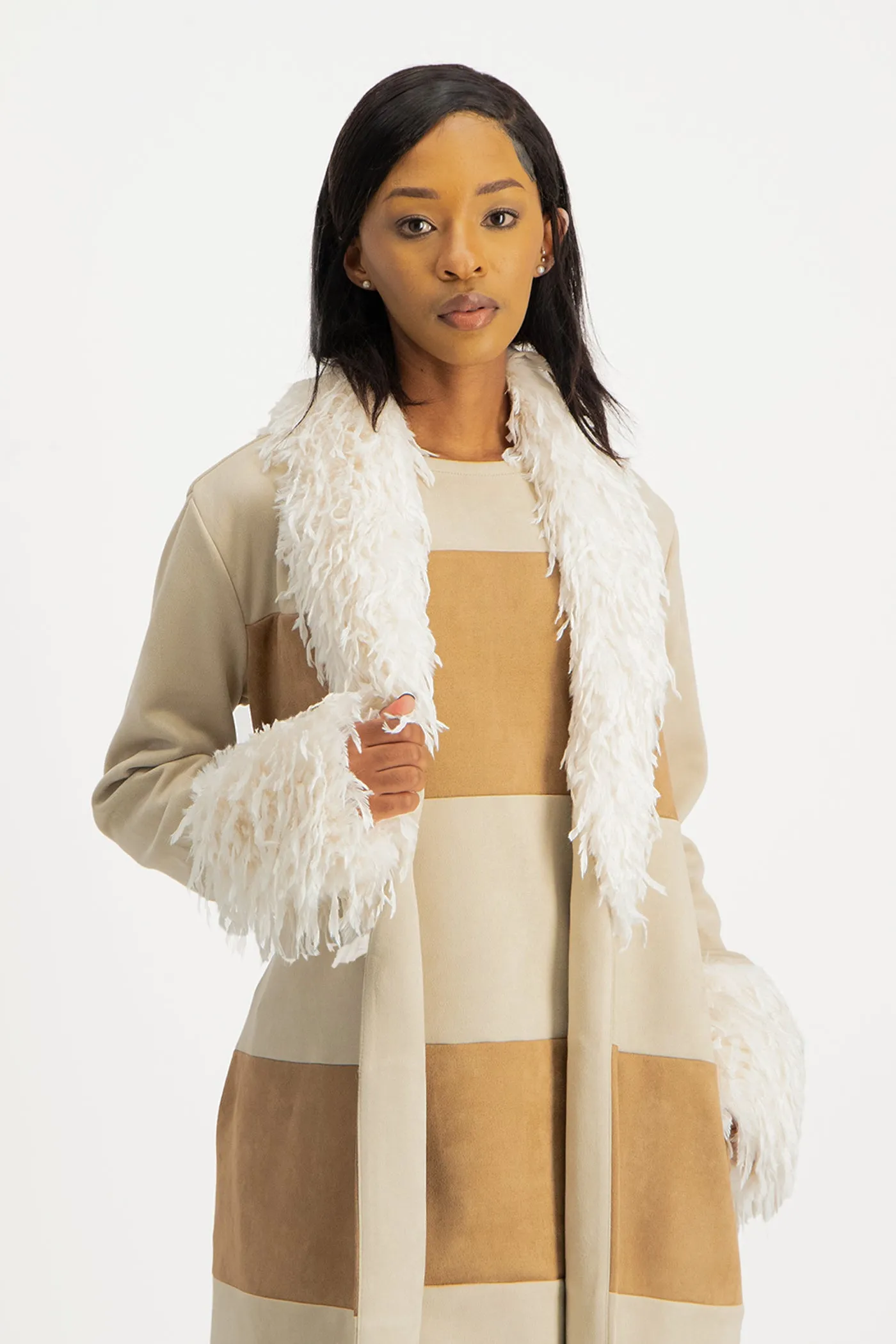 Samira Colourblock Suede Coat