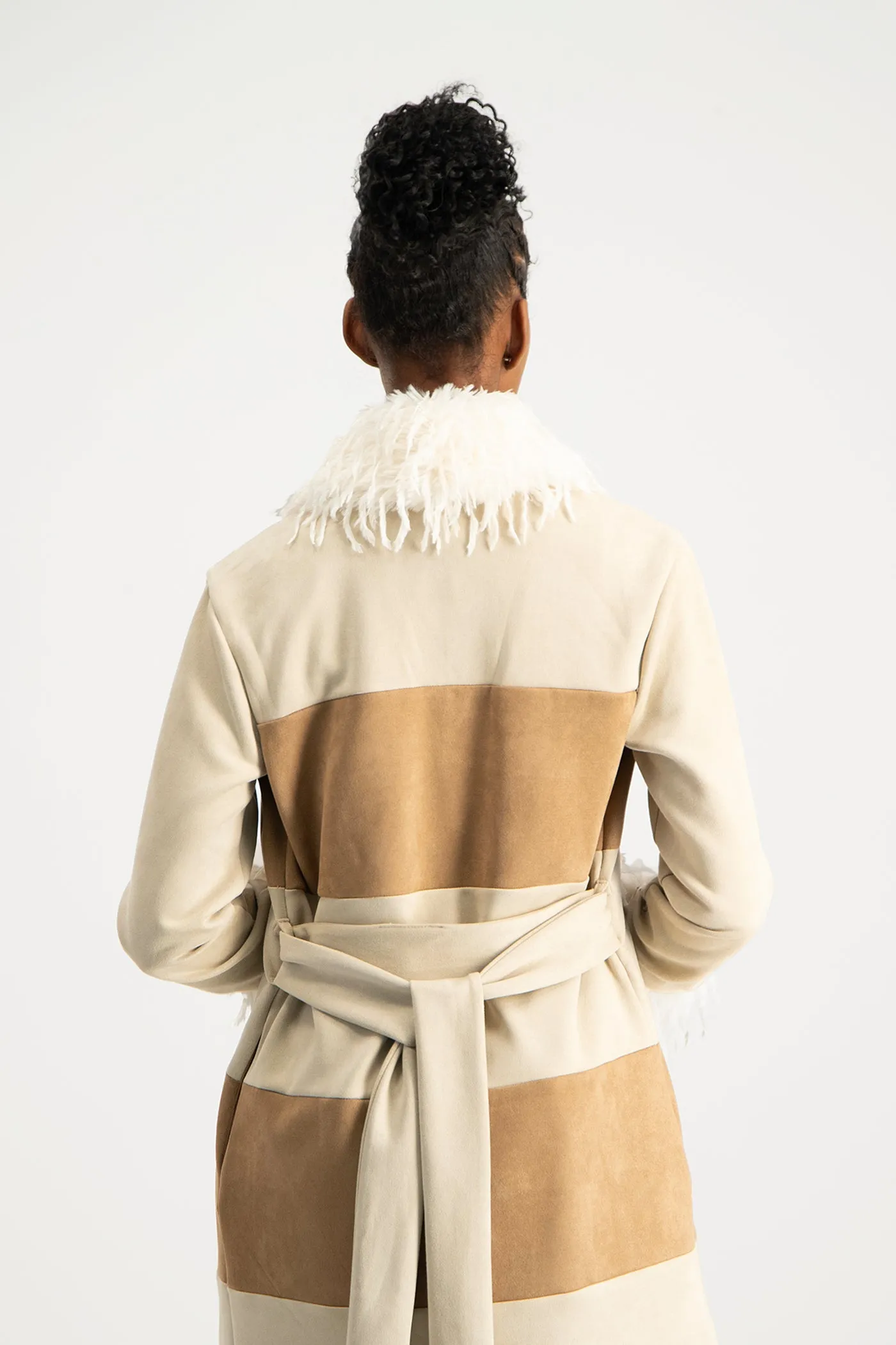 Samira Colourblock Suede Coat