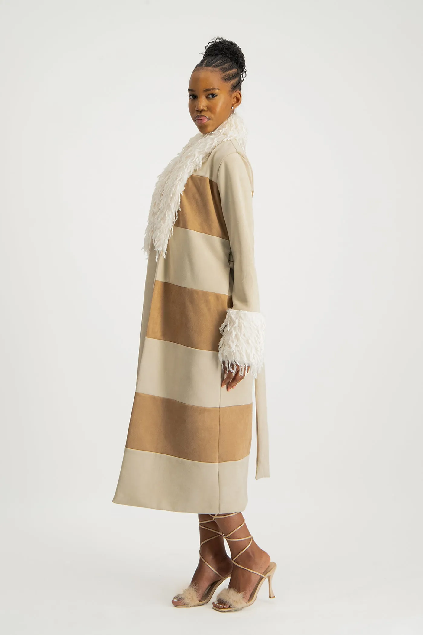 Samira Colourblock Suede Coat