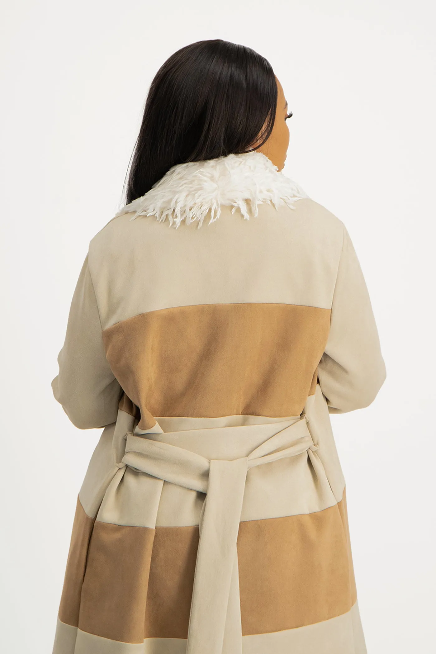 Samira Colourblock Suede Coat