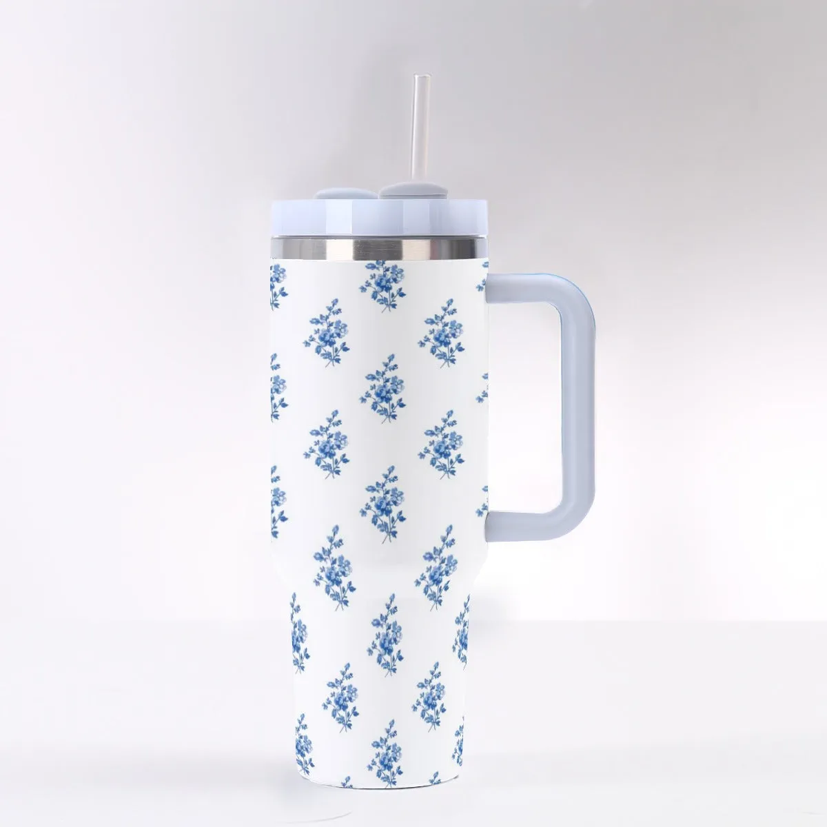 Seneca Blue Floral 40 oz Tumbler With Handle