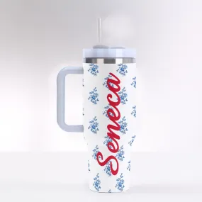 Seneca Blue Floral 40 oz Tumbler With Handle