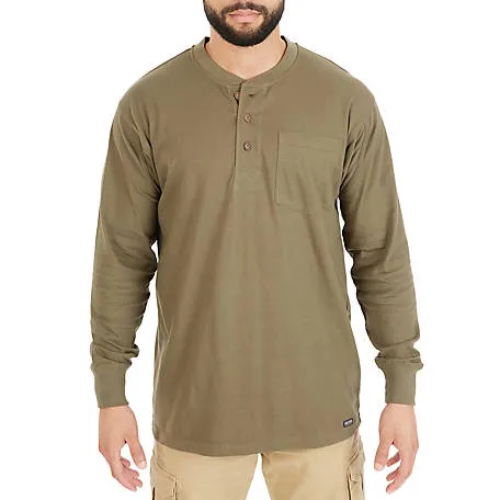 Smith's Workwear Mens Long-Sleeve Henley Cotton Shirt