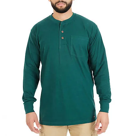 Smith's Workwear Mens Long-Sleeve Henley Cotton Shirt