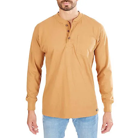 Smith's Workwear Mens Long-Sleeve Henley Cotton Shirt