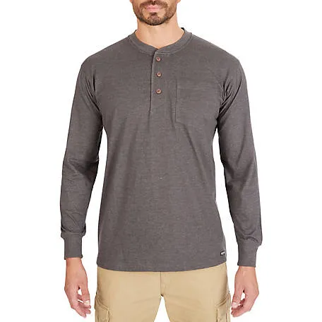 Smith's Workwear Mens Long-Sleeve Henley Cotton Shirt