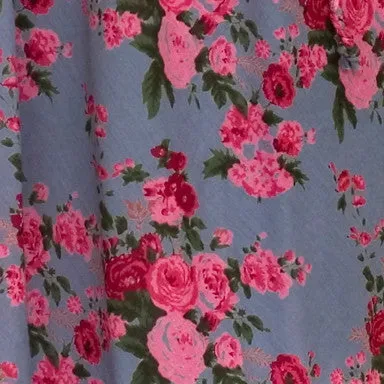 Smoky Blue Rose Printed Harem Pants