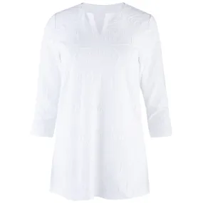 Split Neck Travel Tunic in White
