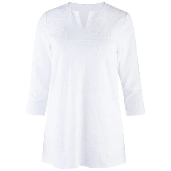 Split Neck Travel Tunic in White