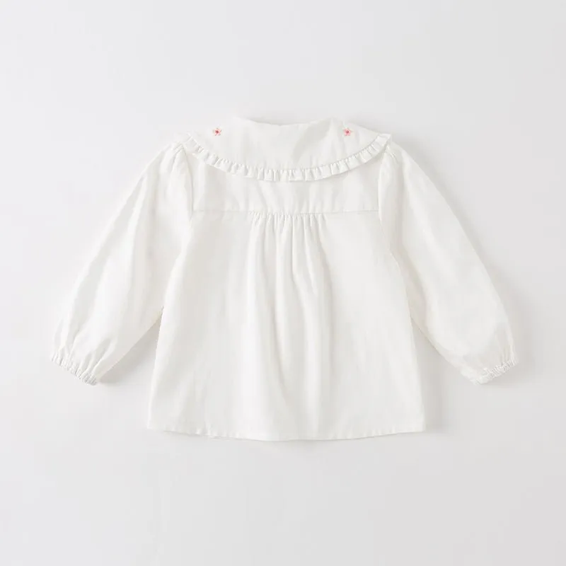 Sweet Strawberry Girl Peter Pan Collar White Shirt