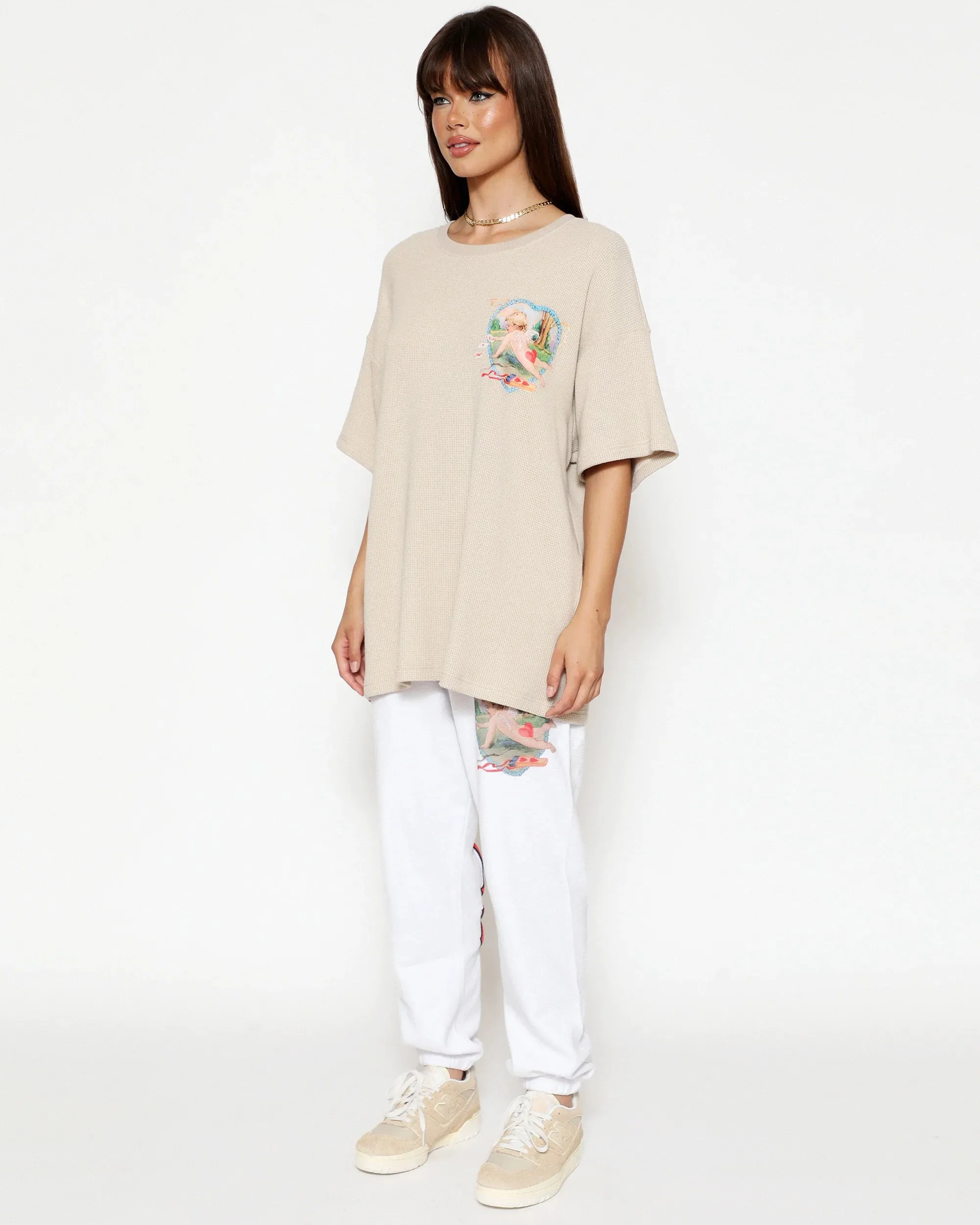 Tan Straight Flush Boyfriend Thermal Tee