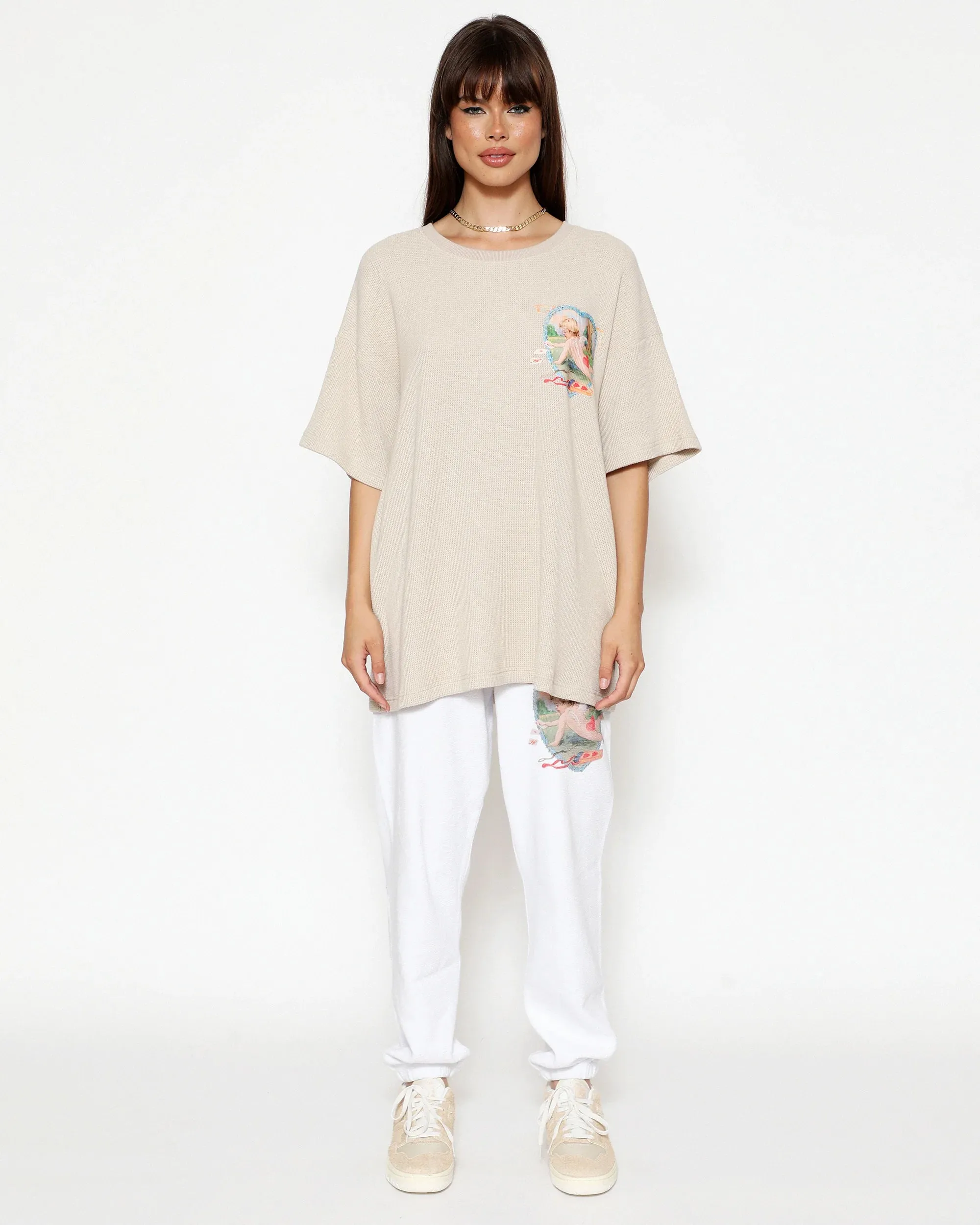 Tan Straight Flush Boyfriend Thermal Tee