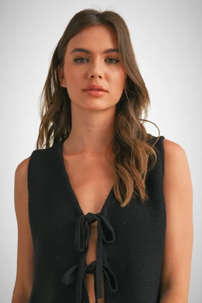 Tied Front Knitted Vest