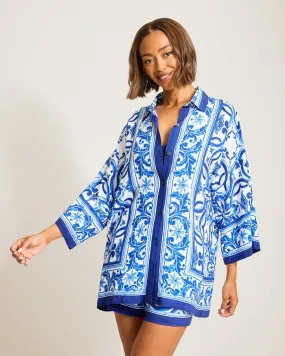 Tommy Bahama Terrazzo Tile Tunic Shirt Cover Up - Palace Blue
