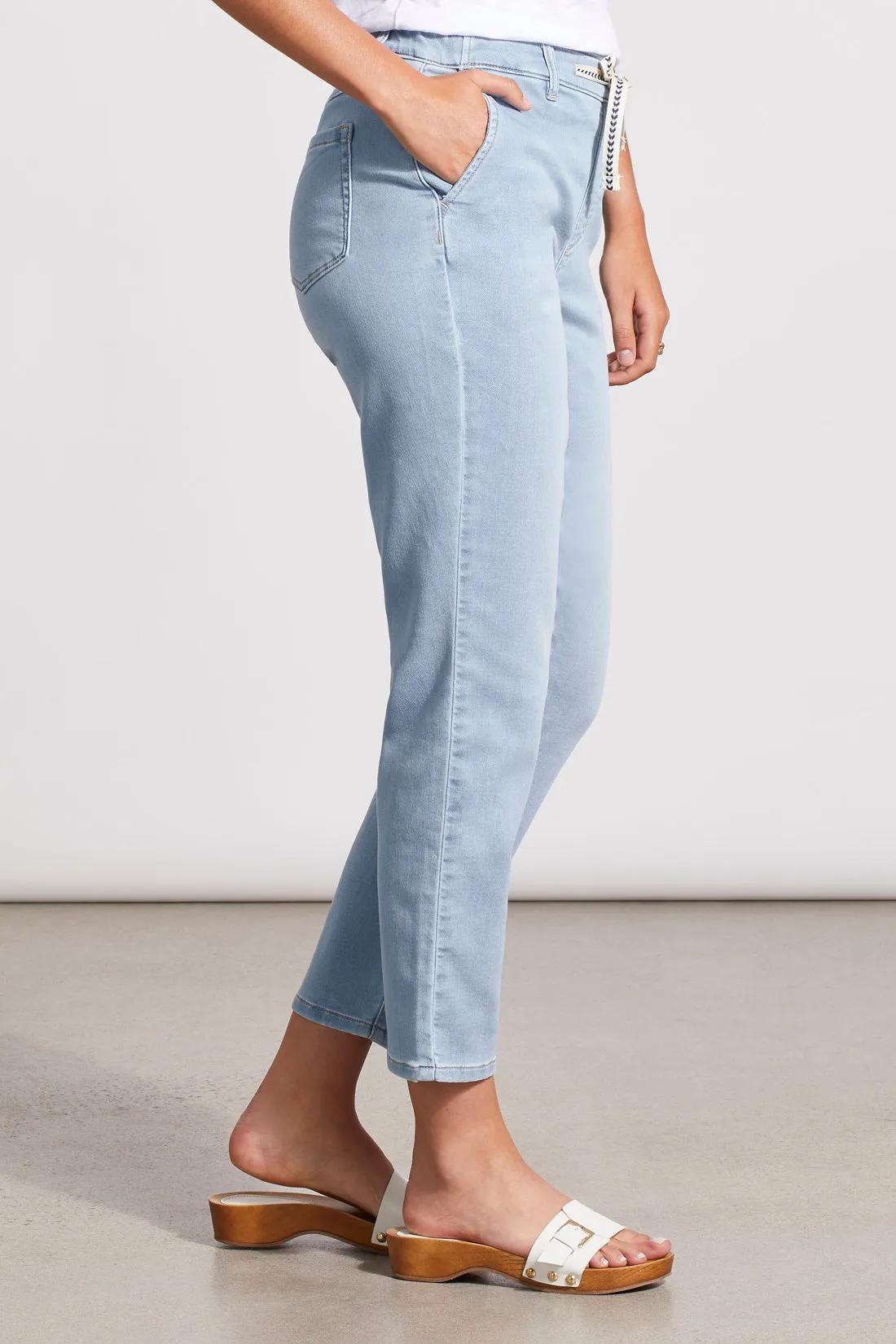 Tribal  Spring/Summer 2024-7988O-333-Knit Denim Joggers-Tide Blue