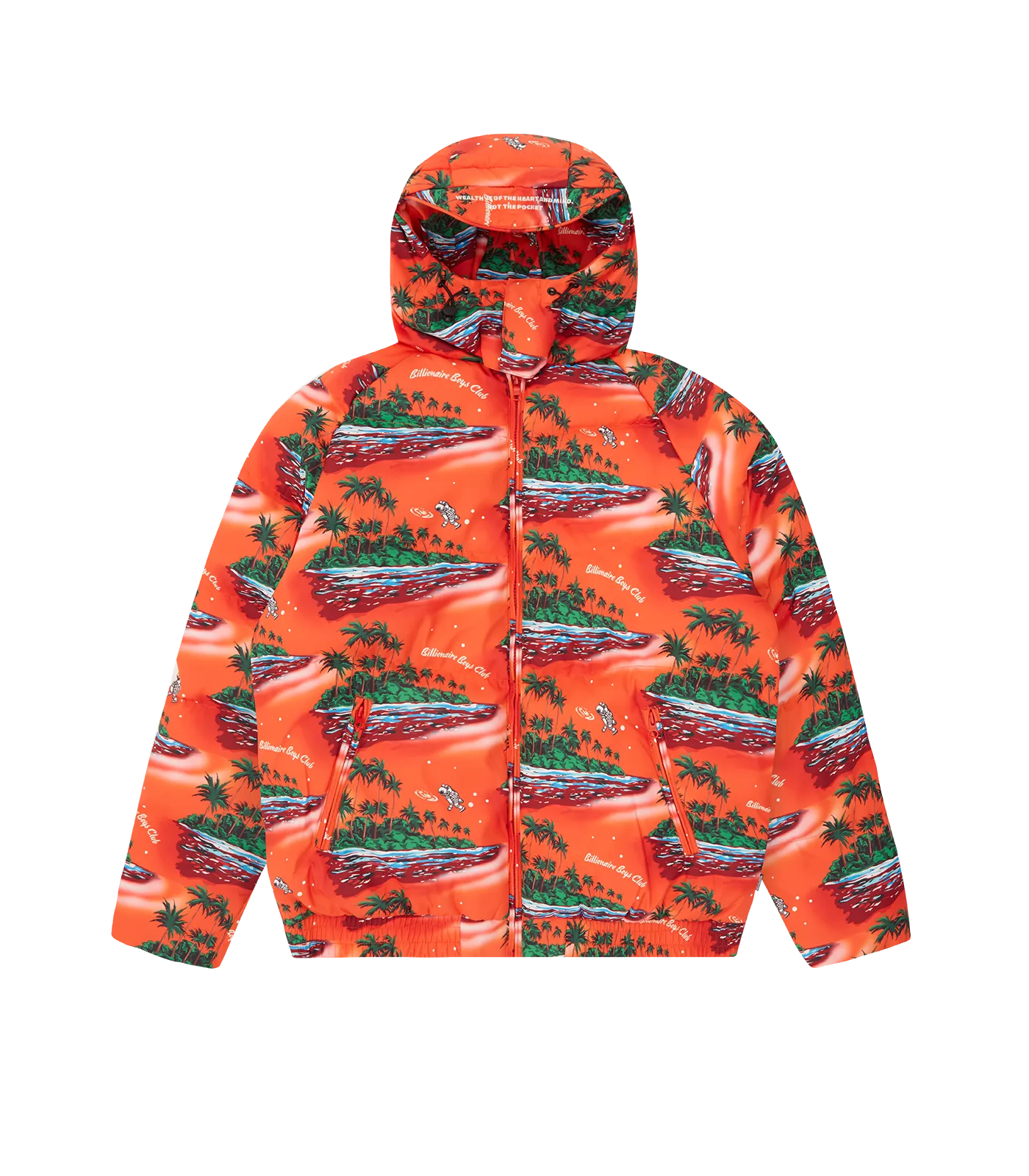 TROPICAL ISLAND PUFFER JACKET - RED