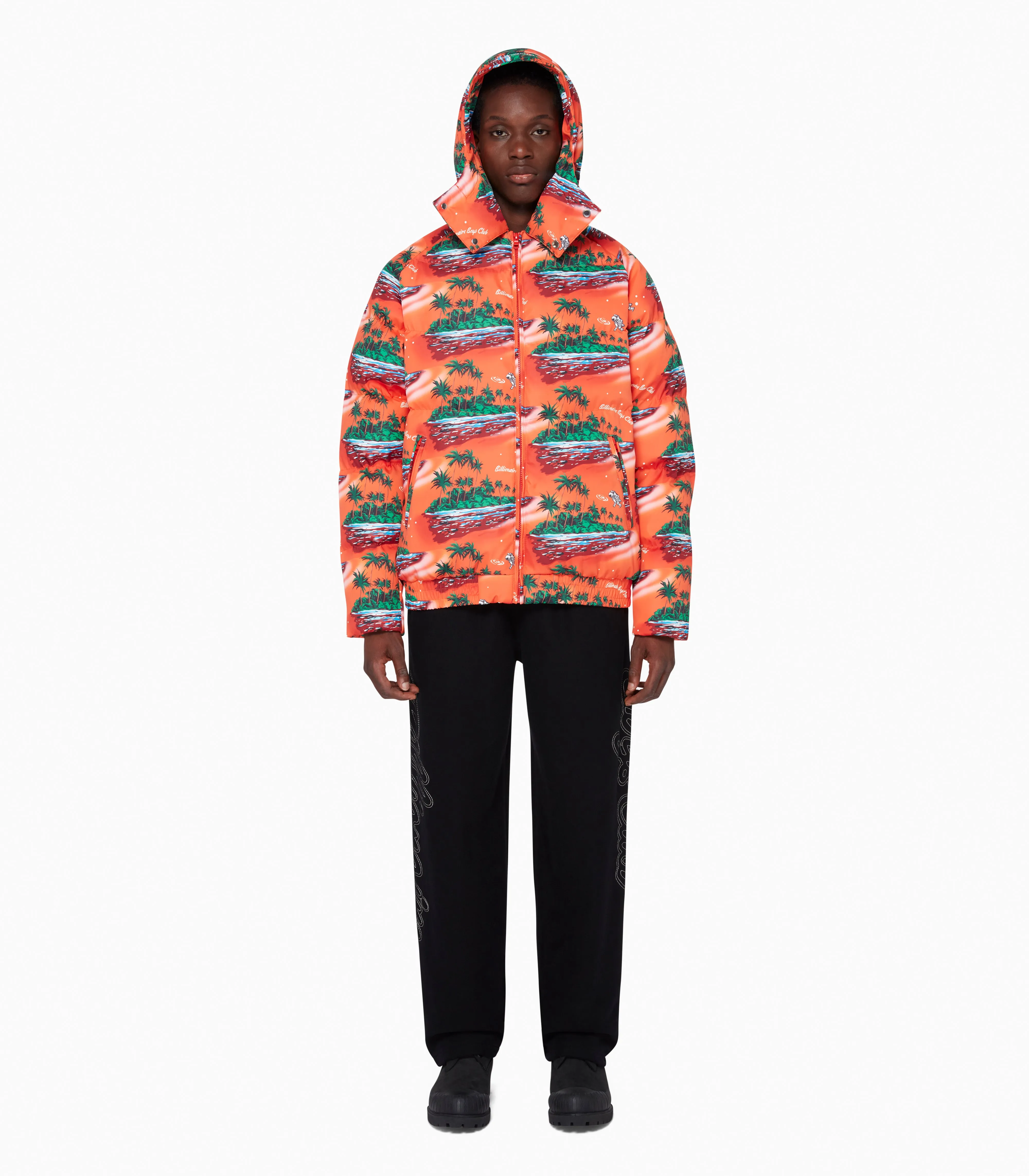 TROPICAL ISLAND PUFFER JACKET - RED