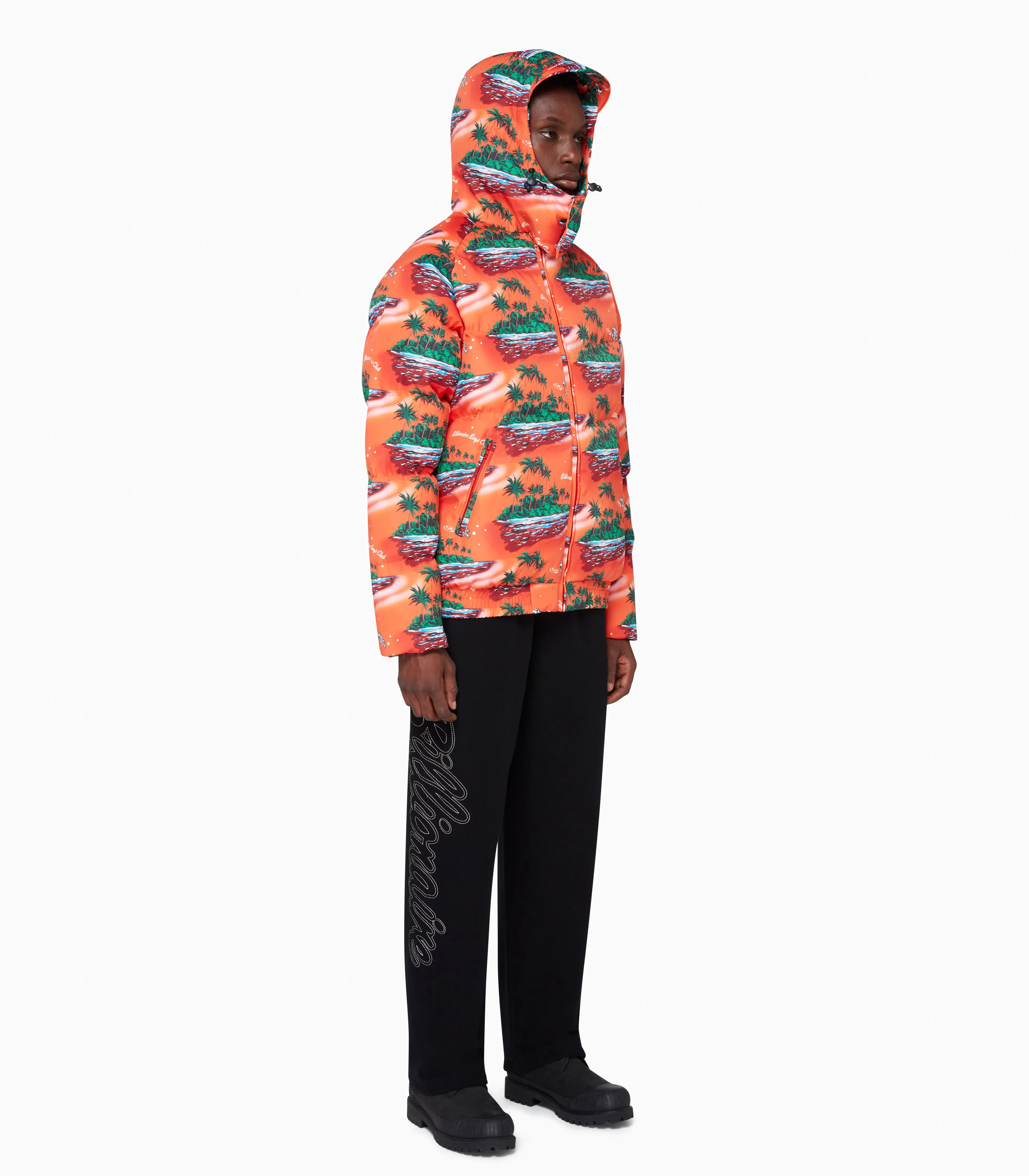 TROPICAL ISLAND PUFFER JACKET - RED