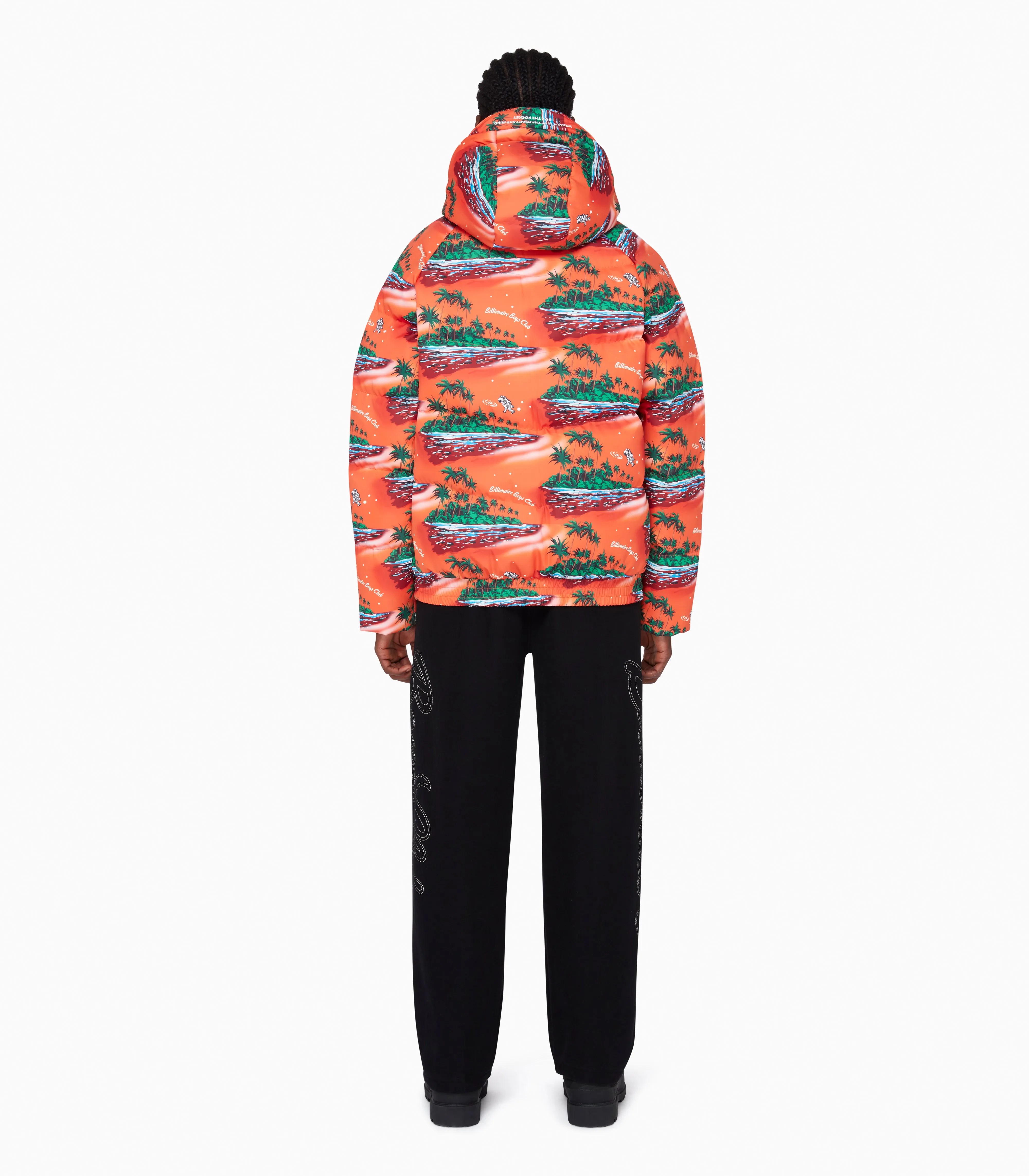 TROPICAL ISLAND PUFFER JACKET - RED