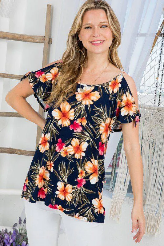 Tropical Print Tunic Top