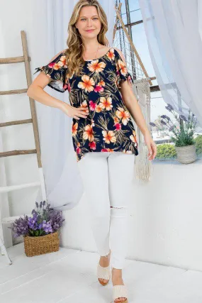 Tropical Print Tunic Top
