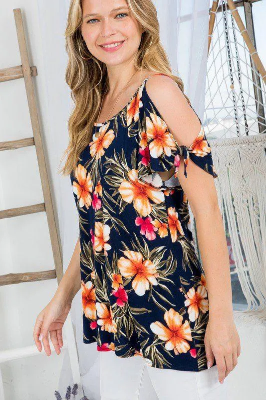 Tropical Print Tunic Top