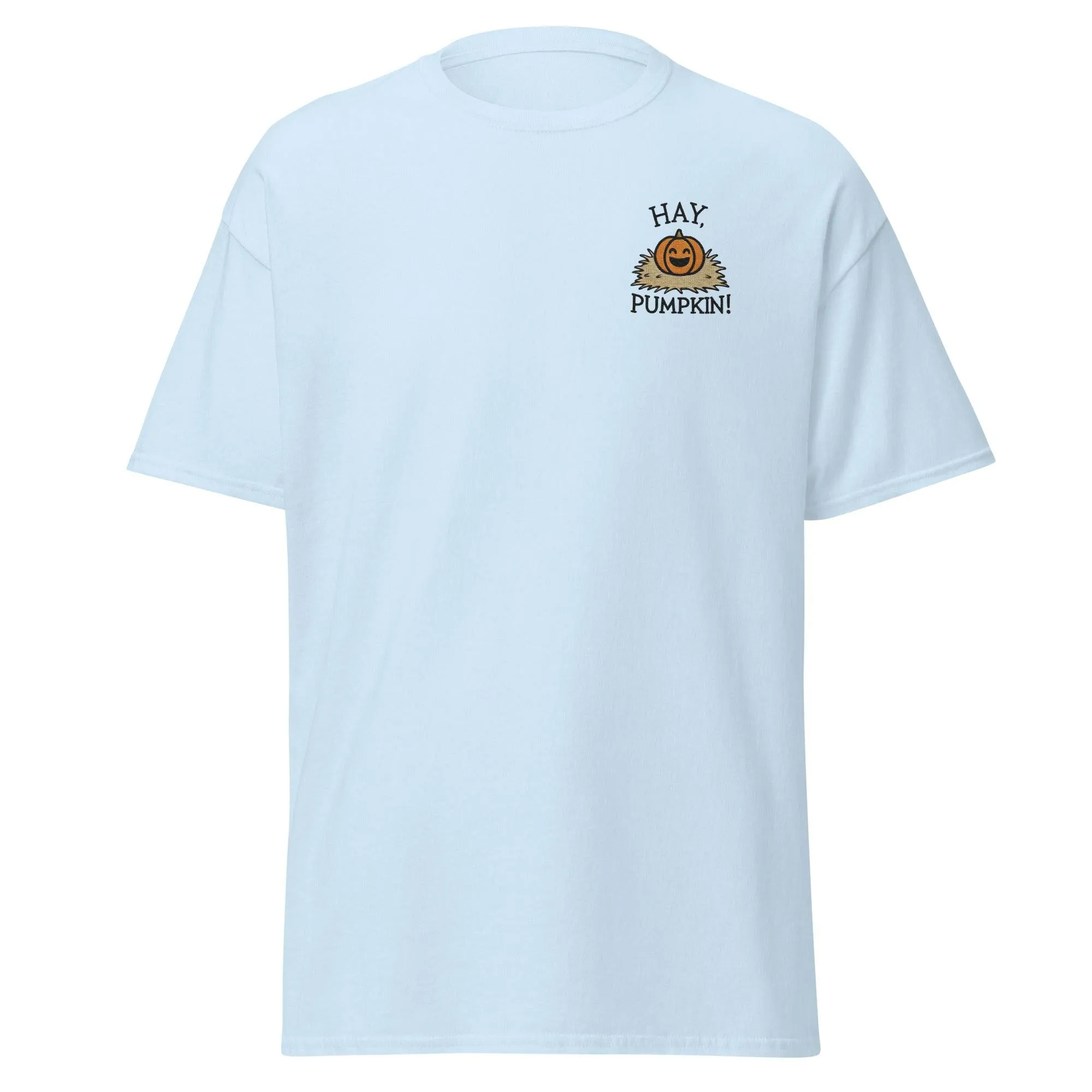Unisex Fall Embroidered T-Shirt – "Hay, Pumpkin" – Fun & Festive Fall Tee for Autumn Lovers