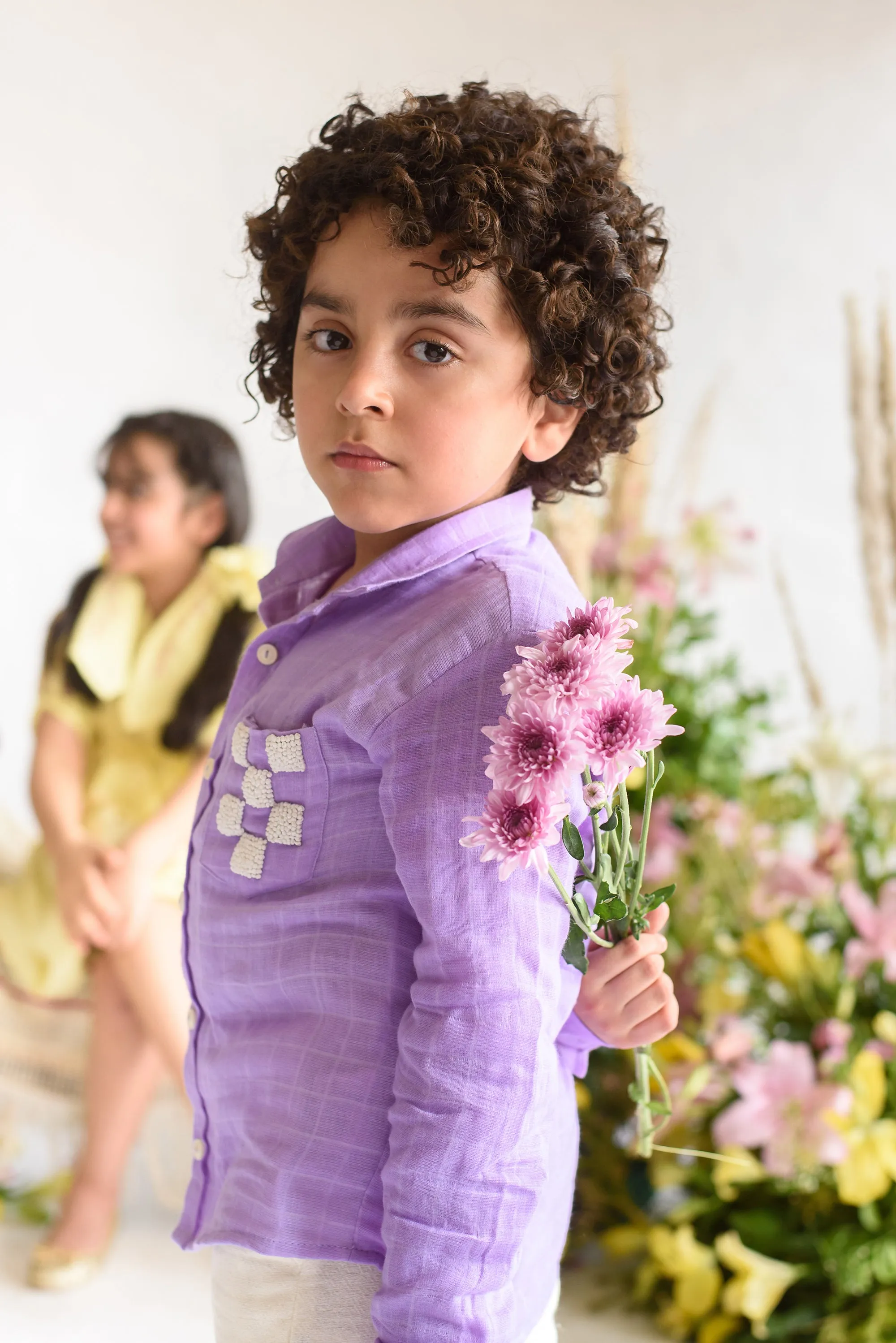 Vinca Bloom-  Checkered Organic Cotton Shirt For Boys