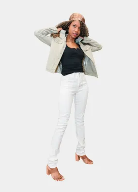White Denim Joggers and Olive Denim Jacket Bundle