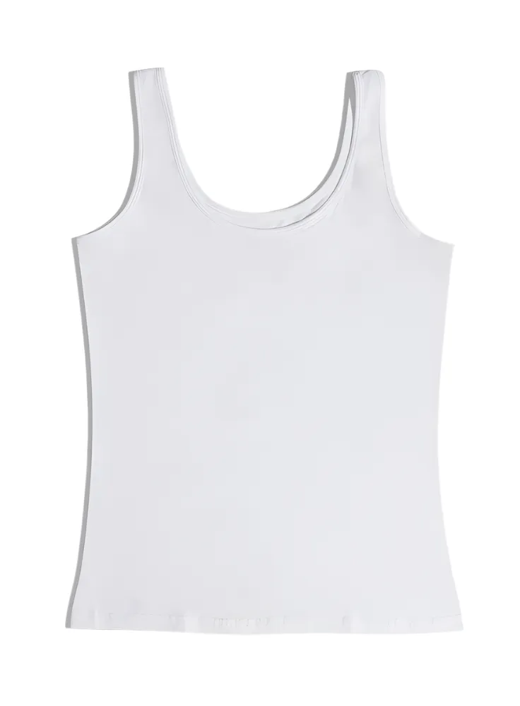White Round Back Slim Fit Top