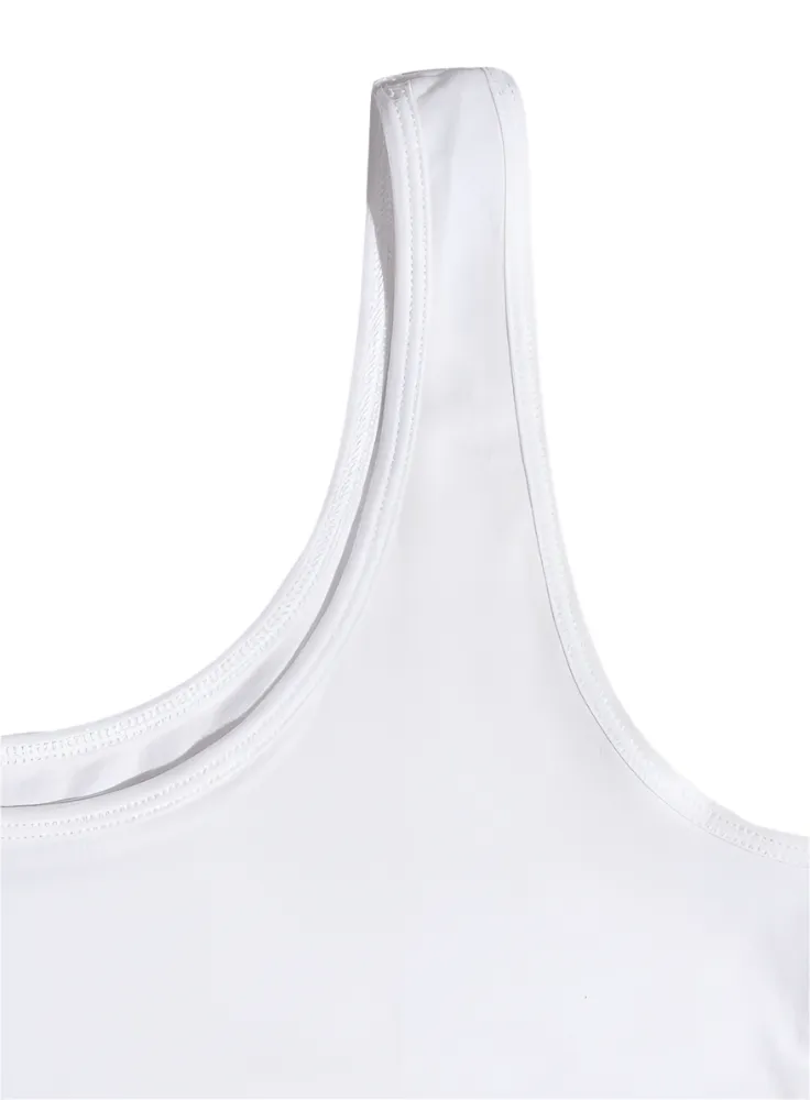 White Round Back Slim Fit Top