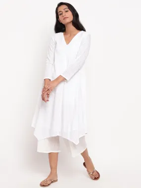 White Schiffli Kurta