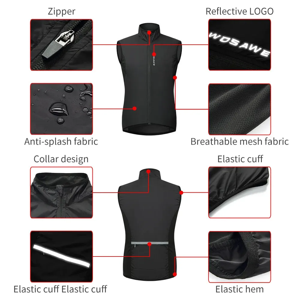 Women Reflective Cycling Vest Solid Woven Sportswear Men Cycling Windbreaker Water Repellent Windproof MTB Bike Jacket