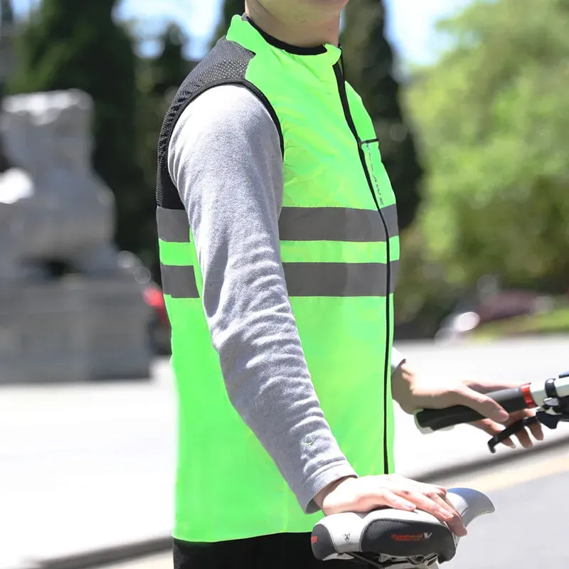 Women Reflective Cycling Vest Solid Woven Sportswear Men Cycling Windbreaker Water Repellent Windproof MTB Bike Jacket