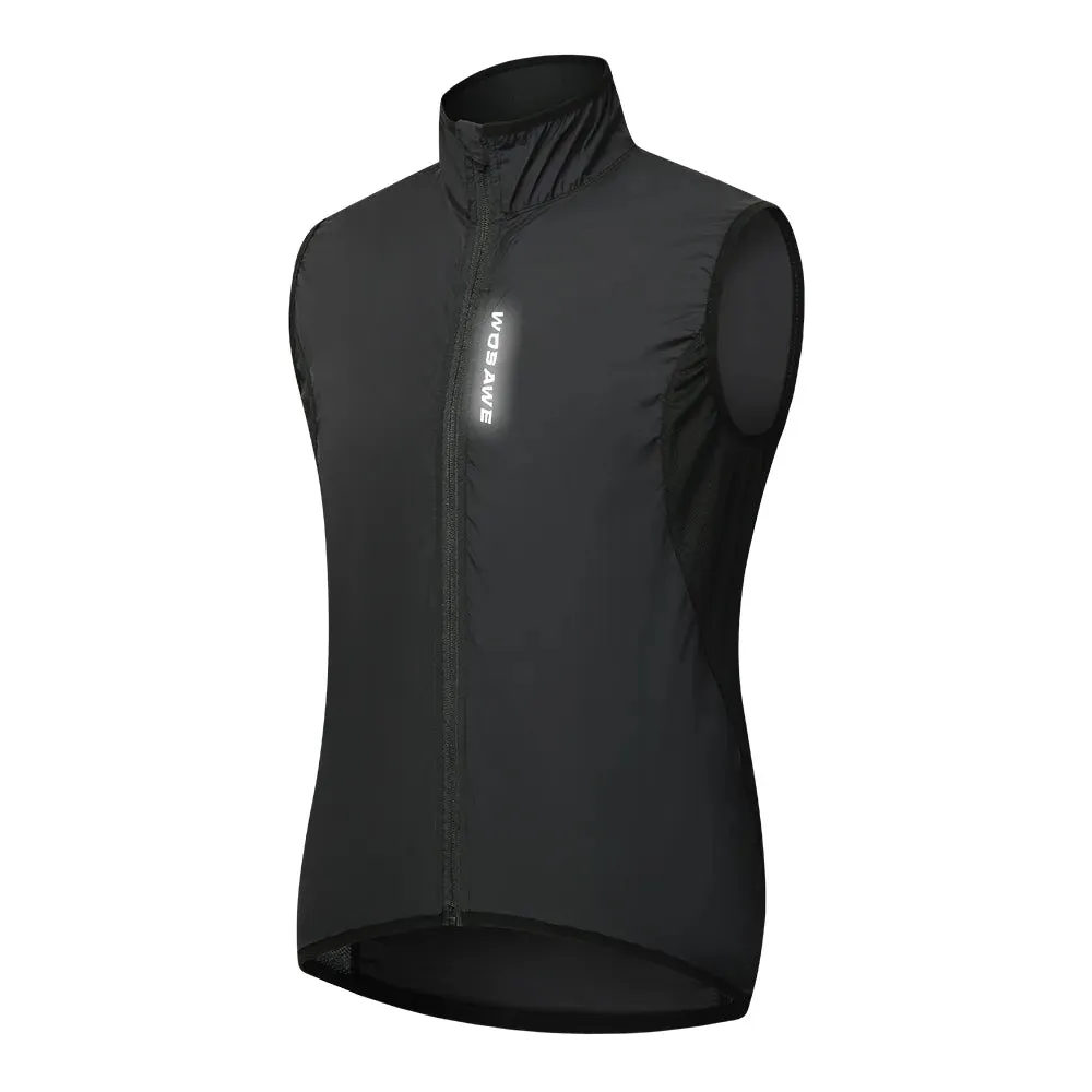 Women Reflective Cycling Vest Solid Woven Sportswear Men Cycling Windbreaker Water Repellent Windproof MTB Bike Jacket