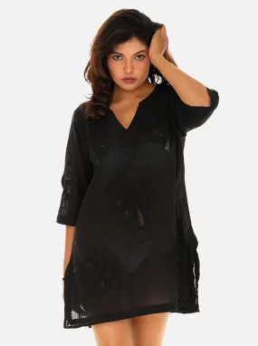 Women's Cotton  Palm Tree Embroidery Tunic