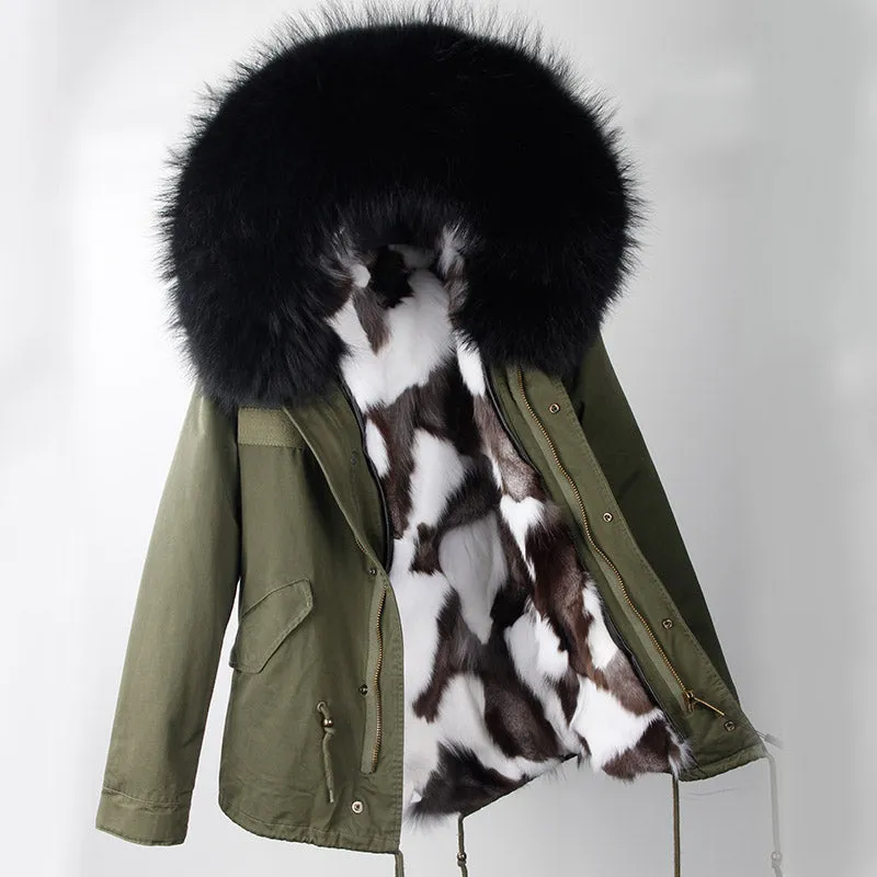 Women's Winter Casual Hooded Acrylic Thick Parka With Raccoon Fur