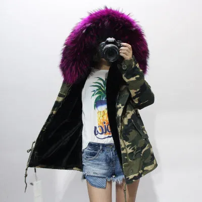 Women's Winter Casual Hooded Parka With Removable Raccoon Fur