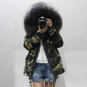Women's Winter Casual Hooded Parka With Removable Raccoon Fur