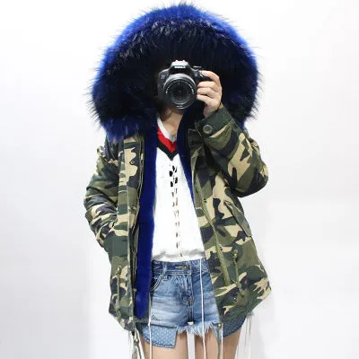 Women's Winter Casual Hooded Parka With Removable Raccoon Fur