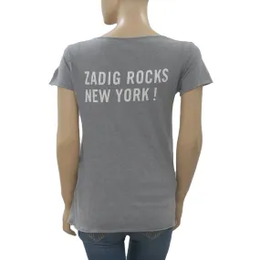 Zadig & Voltaire Zadig Rocks New York Glitter Printed T-Shirt Top